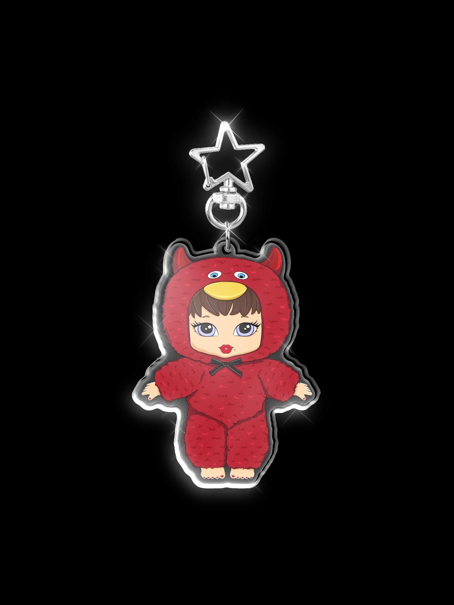 Devilish Ducky Star Charm Keychain
