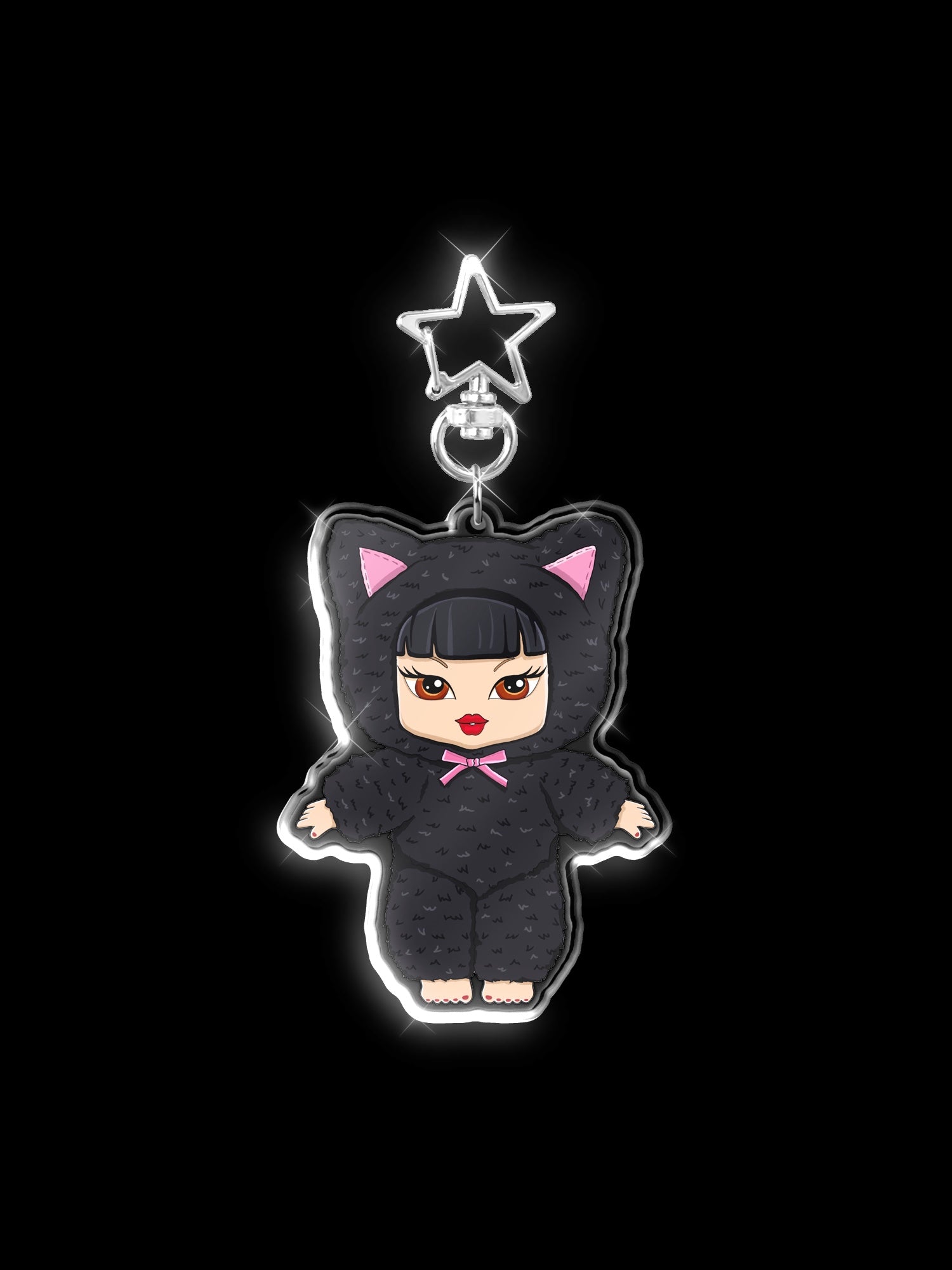 Kitty Star Charm Keychain