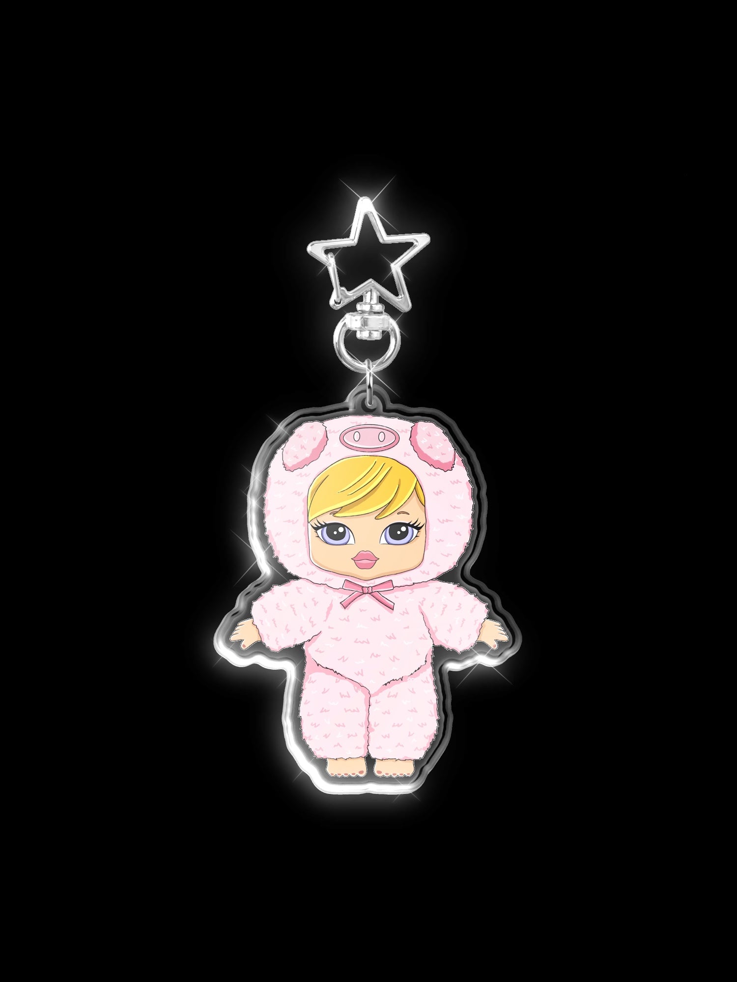 Pig Star Charm Keychain